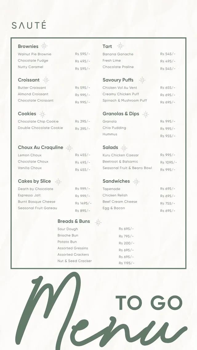 SAUTE menu, page 8