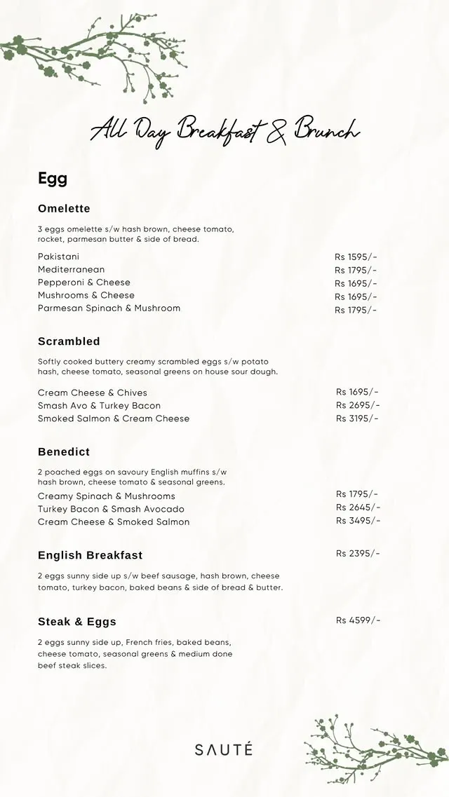 SAUTE menu, page 9