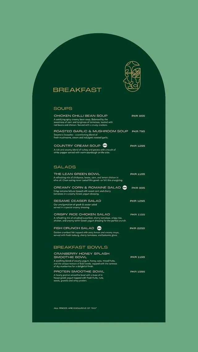 Sesame Gulberg II menu, page 1