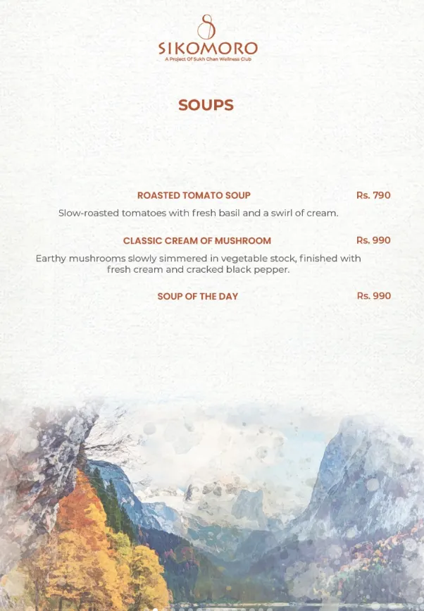 SIKOMORO menu, page 1