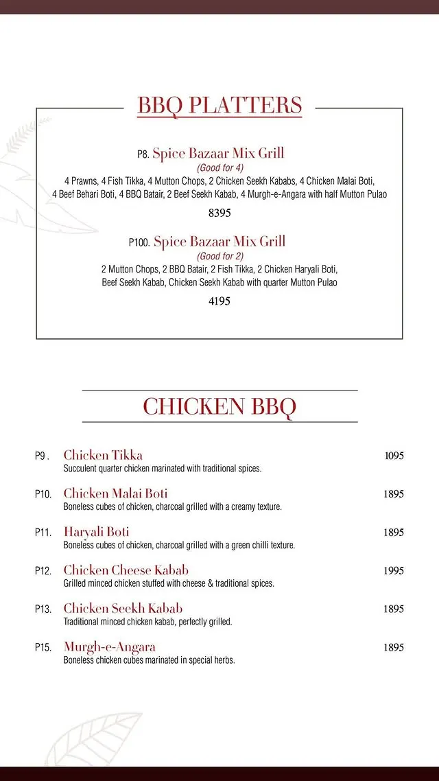 Spice Bazaar menu, page 2