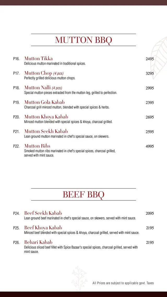 Spice Bazaar menu, page 3