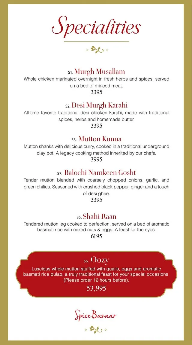 Spice Bazaar menu, page 8