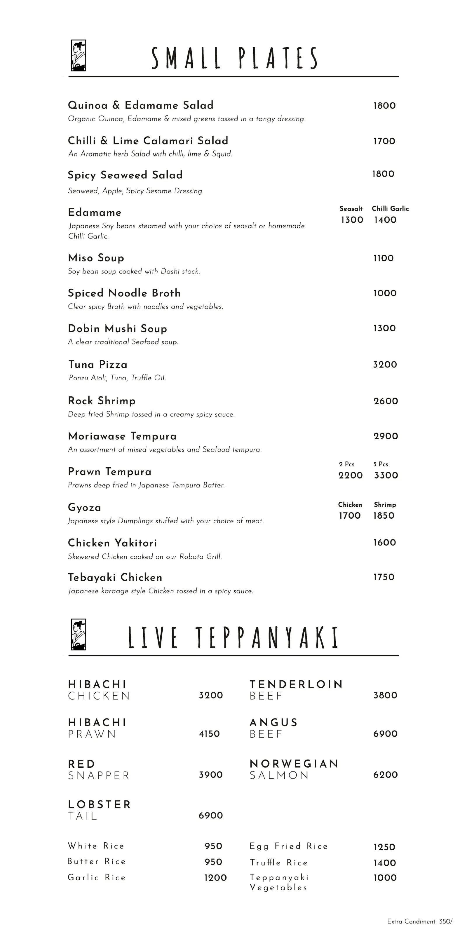 Sumo menu, page 1