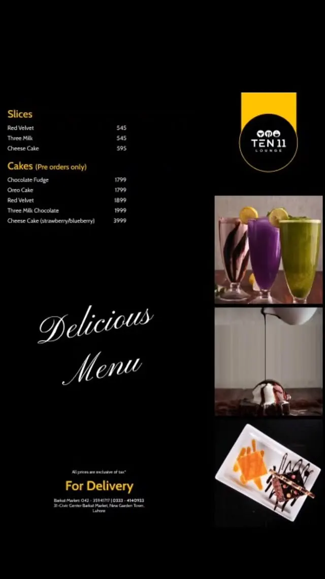Ten 11 Lounge menu, page 4