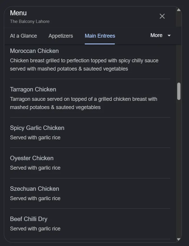 The Balcony Lahore menu, page 5