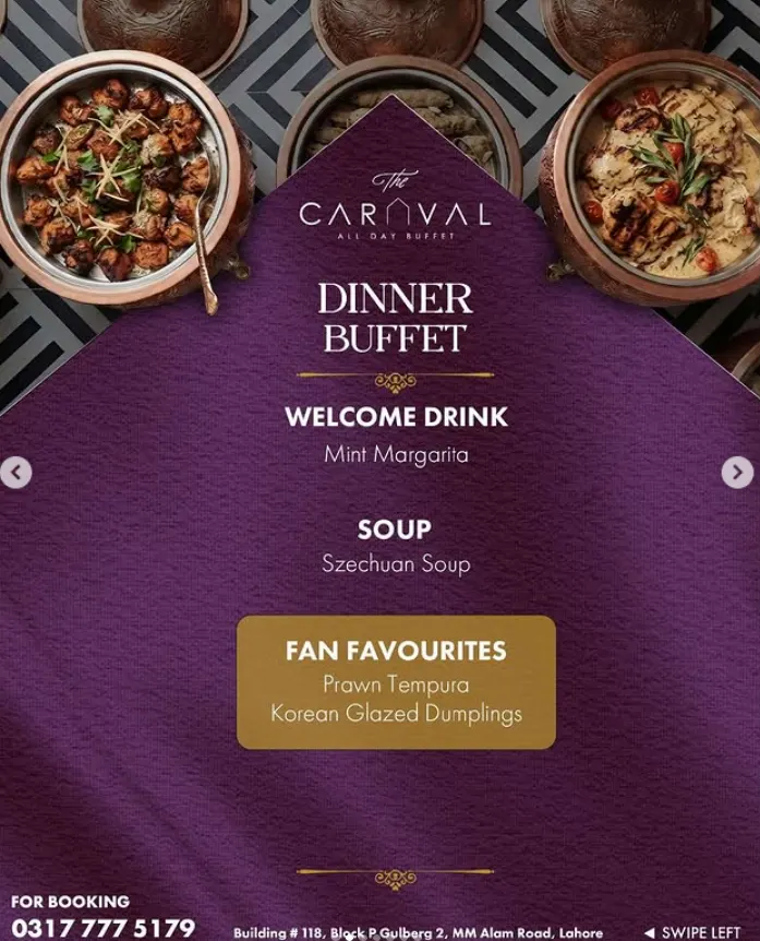 The Carnival All Day Buffet menu, page 3