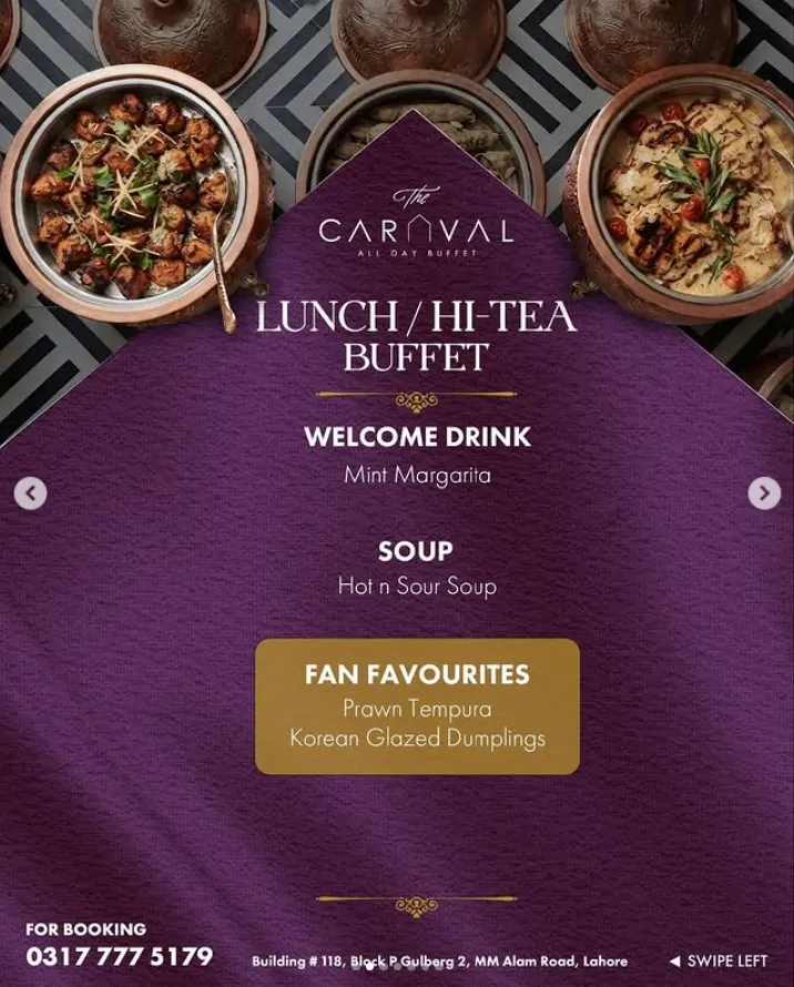 The Carnival All Day Buffet menu, page 4