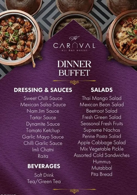 The Carnival All Day Buffet menu, page 5
