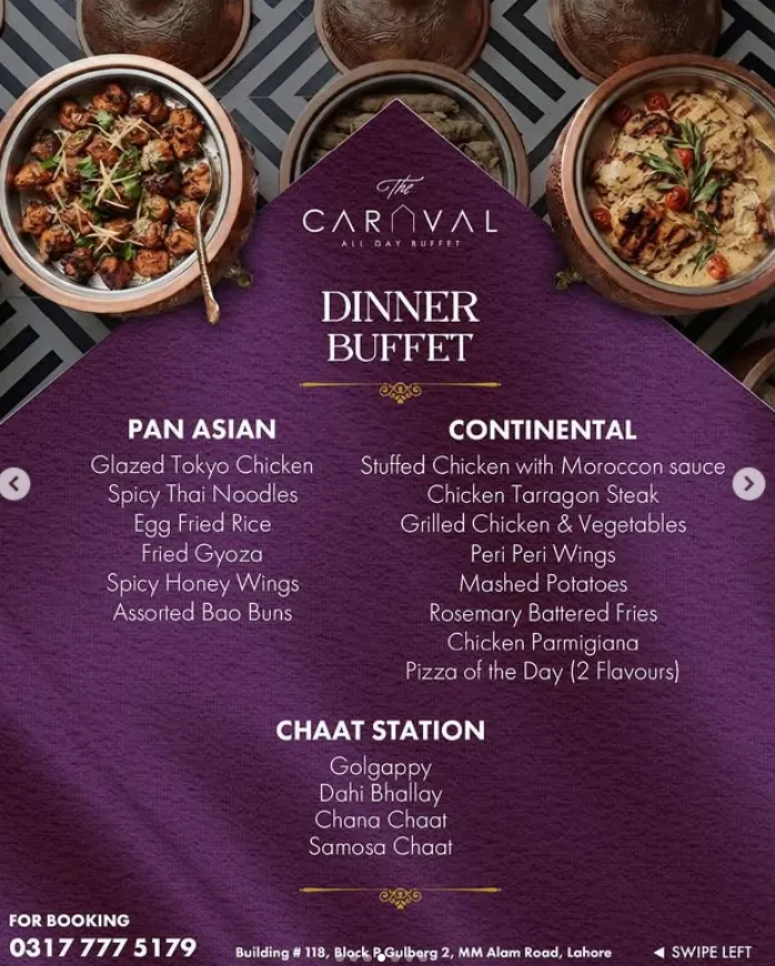 The Carnival All Day Buffet menu, page 7