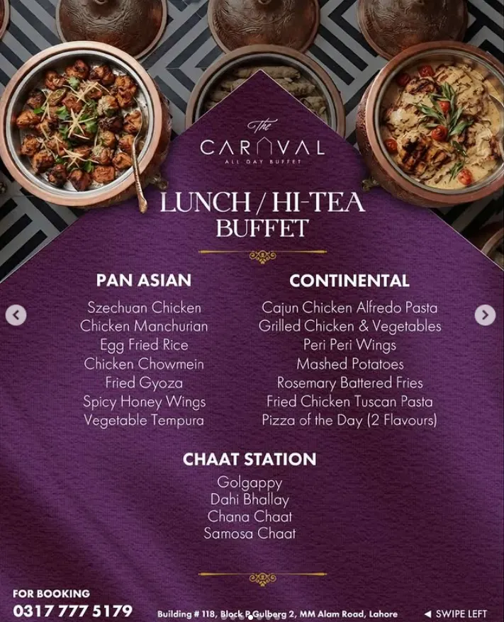The Carnival All Day Buffet menu, page 8