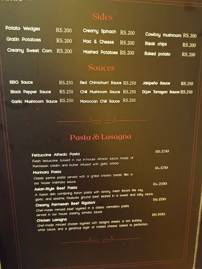 The Gauchos Prime menu, page 1