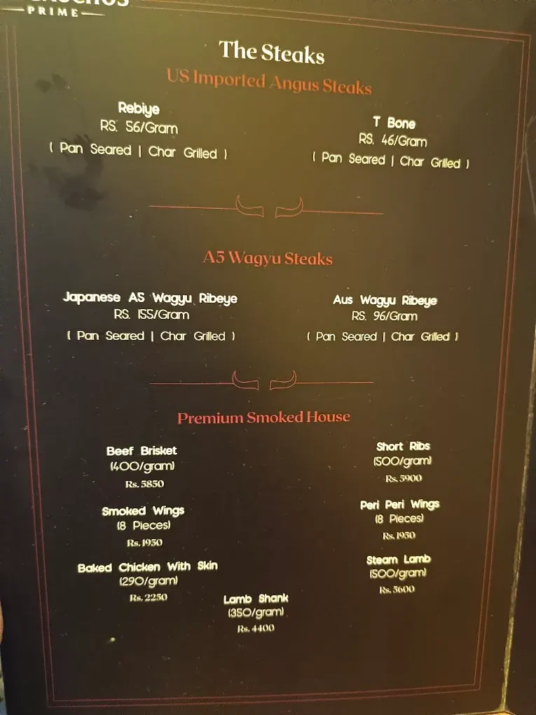 The Gauchos Prime menu, page 3