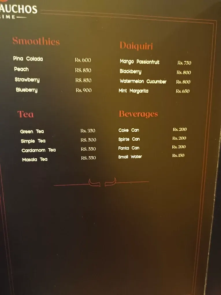 The Gauchos Prime menu, page 7