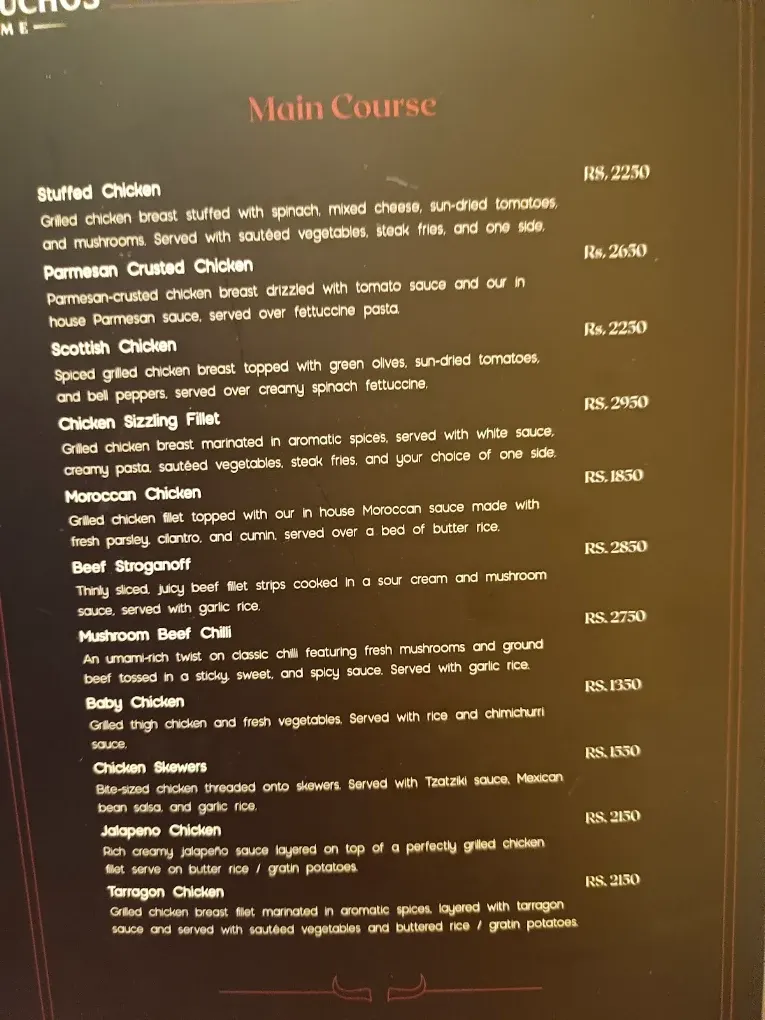 The Gauchos Prime menu, page 8