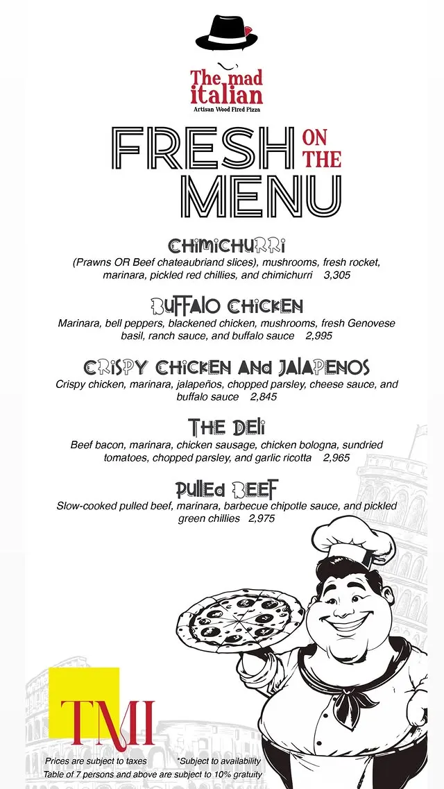The Mad Italian DHA Phase 3 menu, page 3