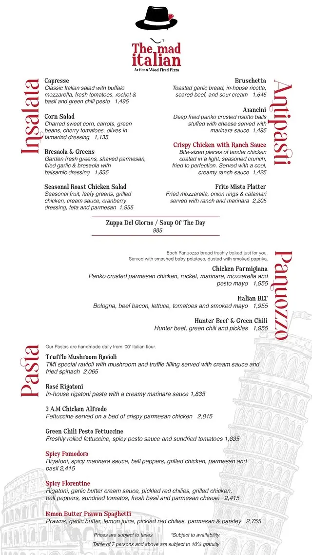 The Mad Italian Gulberg menu, page 2