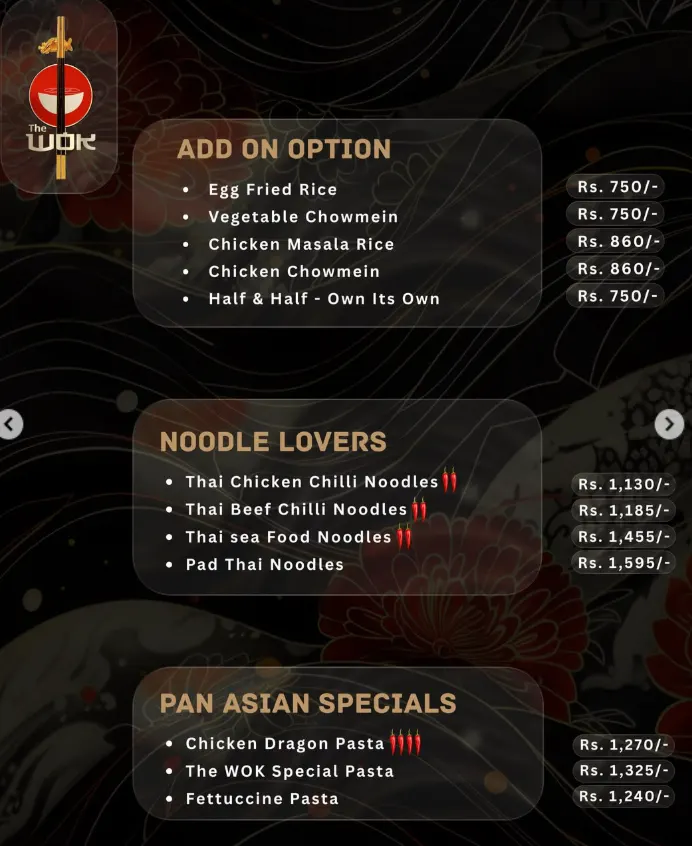 The Wok Pakistan menu, page 2