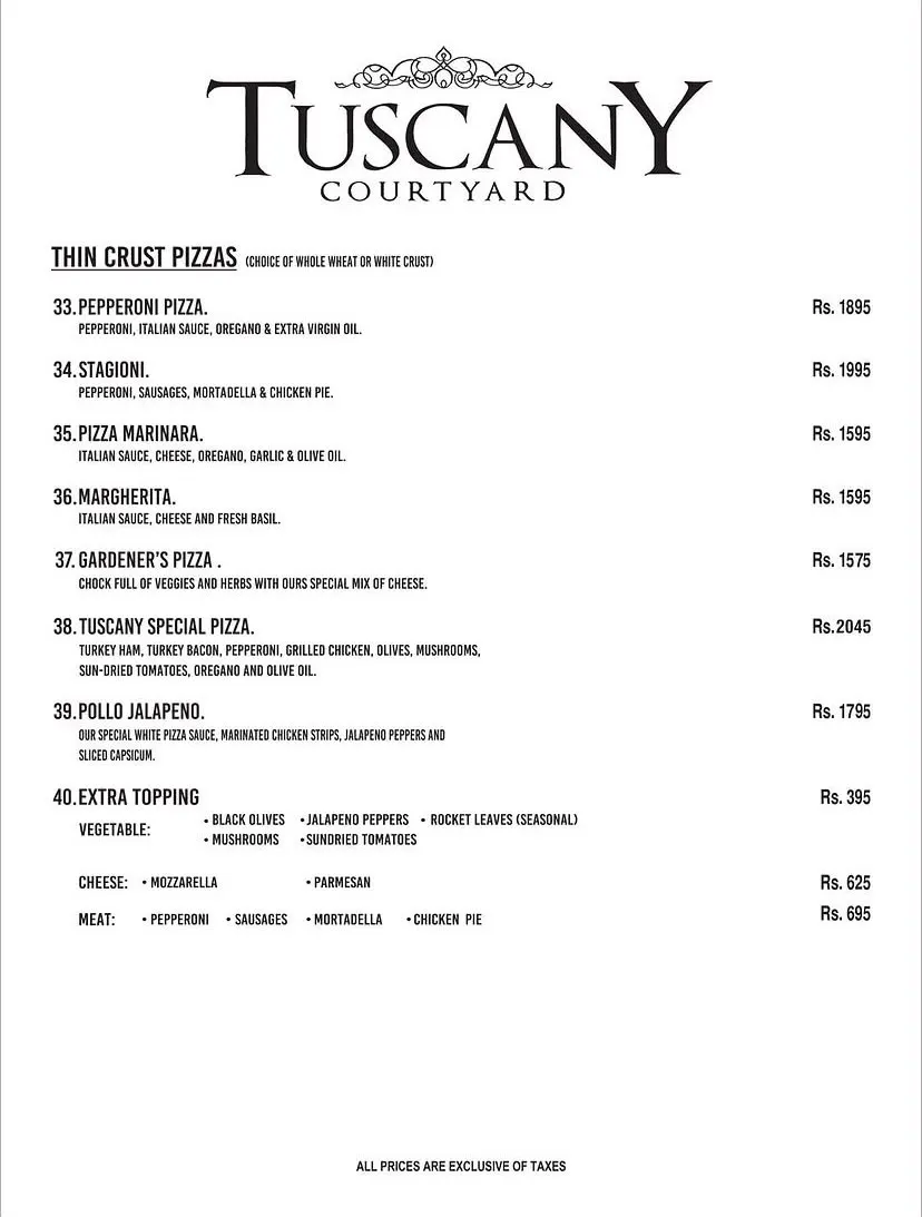 Tuscany Courtyard Lahore menu, page 3