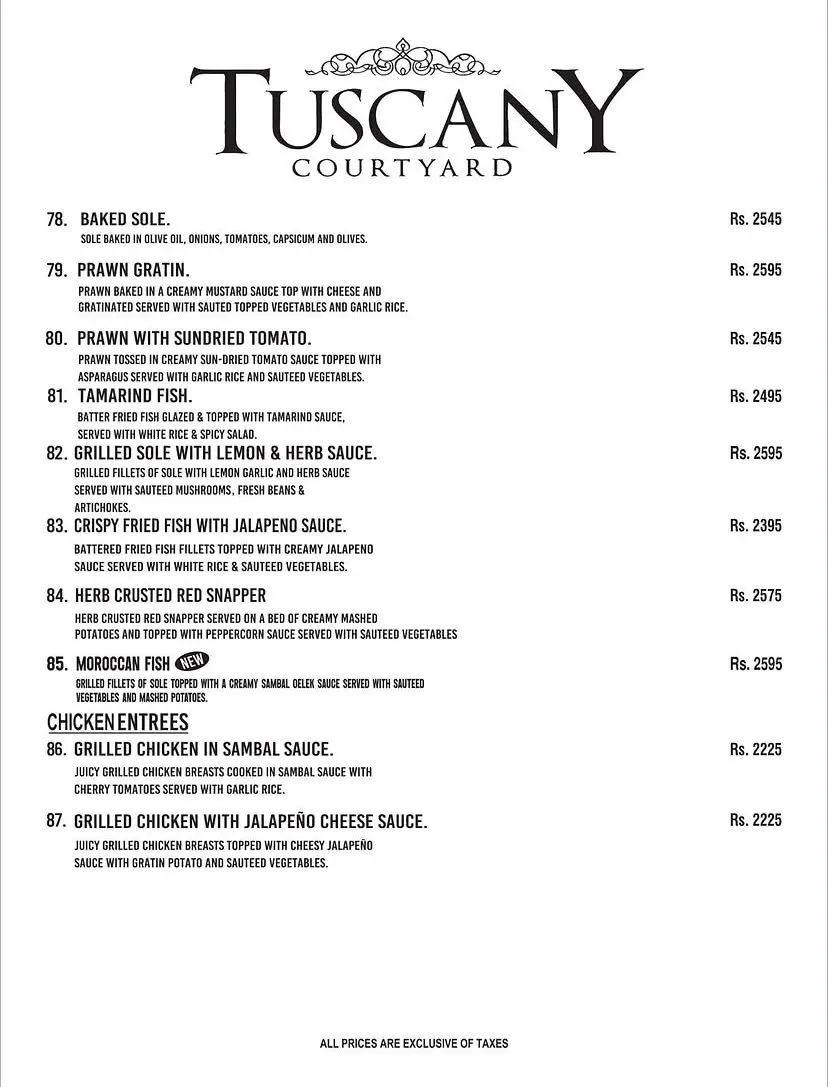 Tuscany Courtyard Lahore menu, page 7