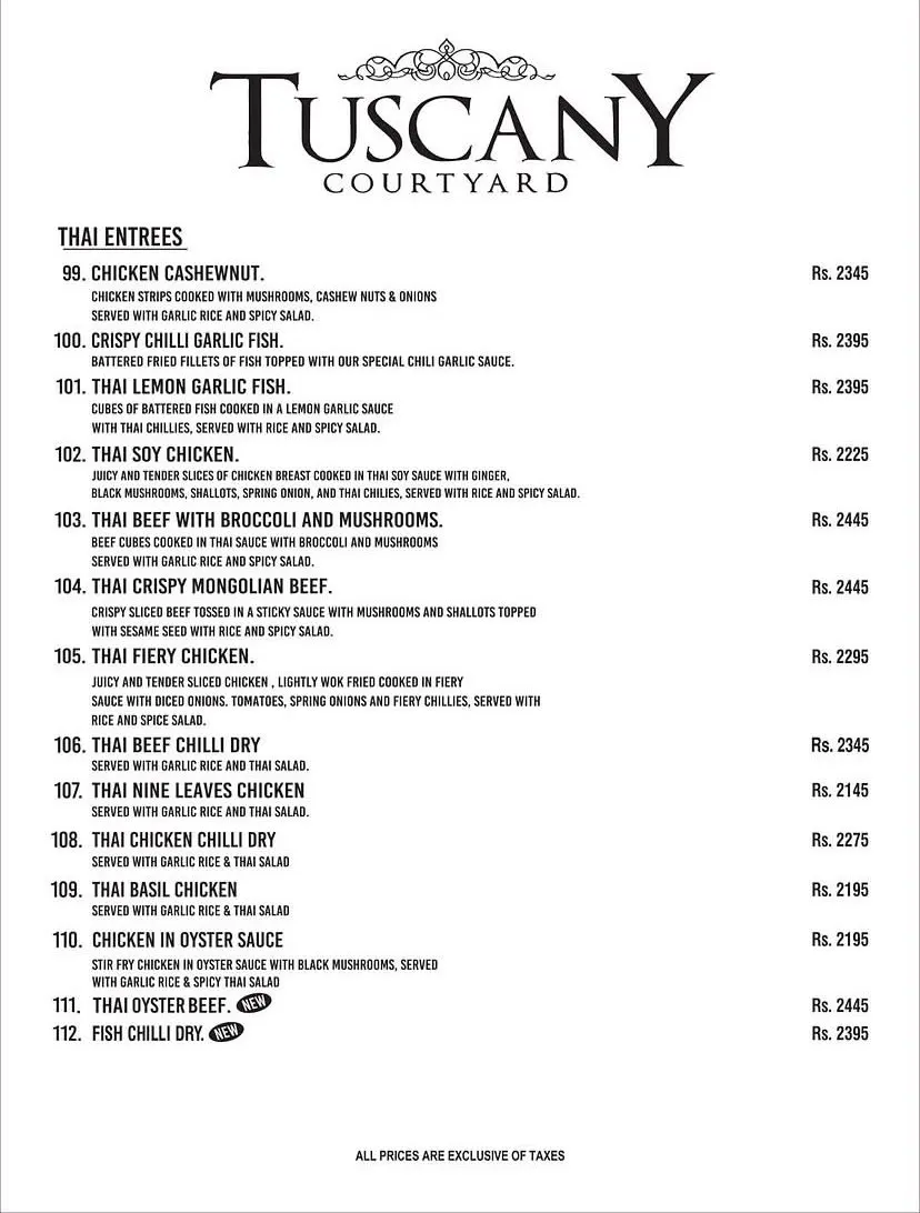 Tuscany Courtyard Lahore menu, page 9