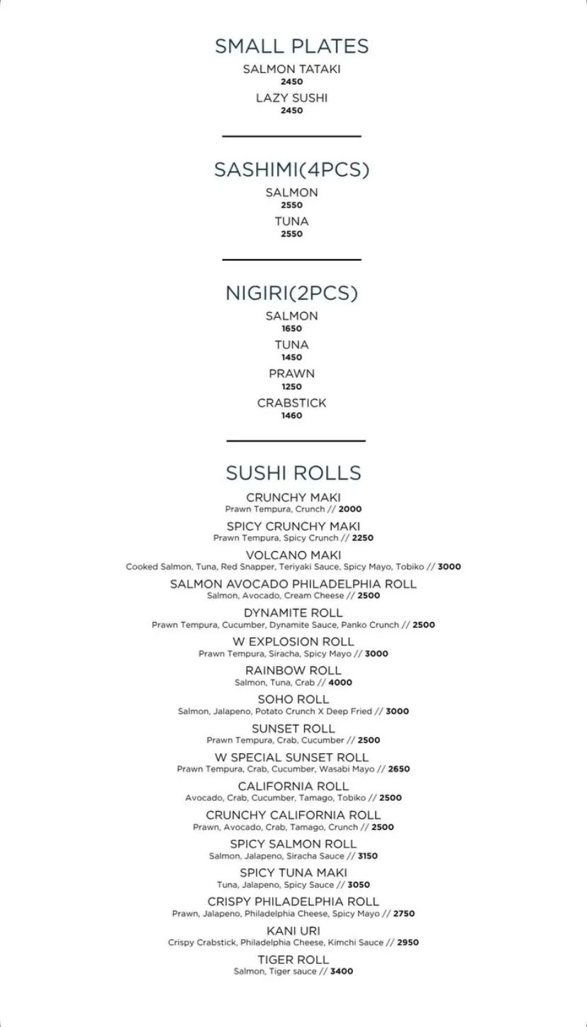 W by Wasabi menu, page 4