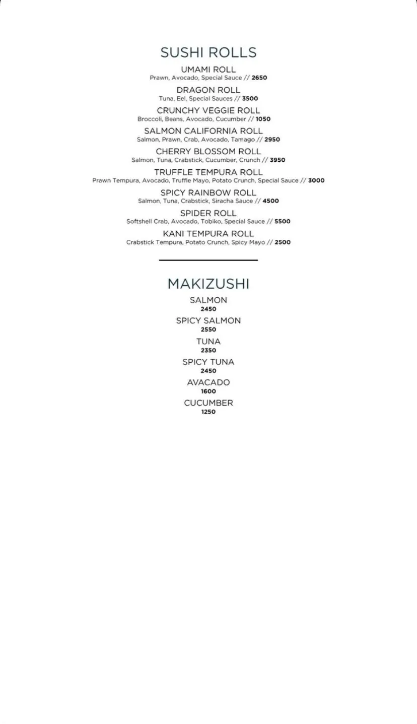 W by Wasabi menu, page 5