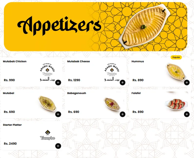Yumto - House of Arabic Mandi menu, page 1